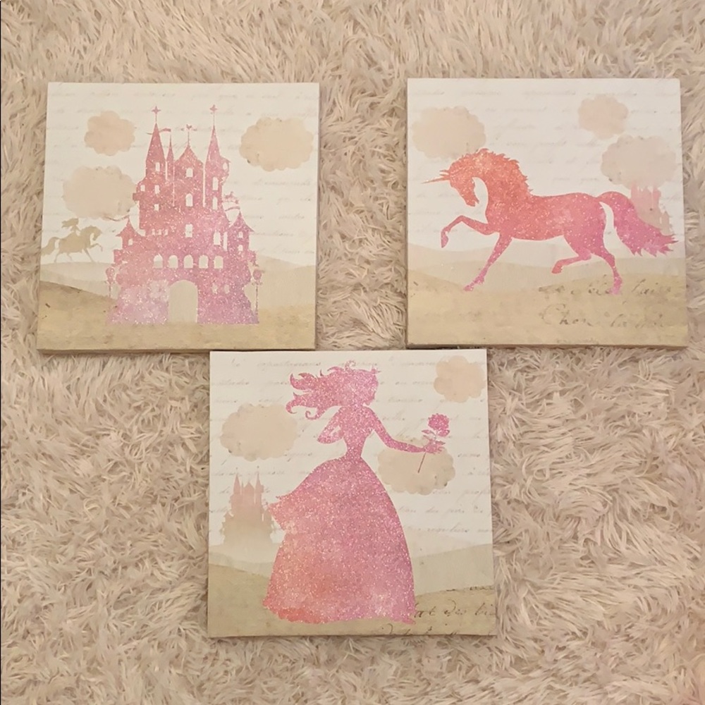 Set of 3 Princess 👑 theme canvases